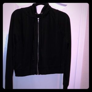 Black Zip Up Crop Hoodie - NWOT